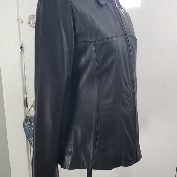 WILSONS LEATHER THINSULATE BLACK FITTED LEATHER JACKET WITH REMOVABLE LINER! - Picture 2 of 16